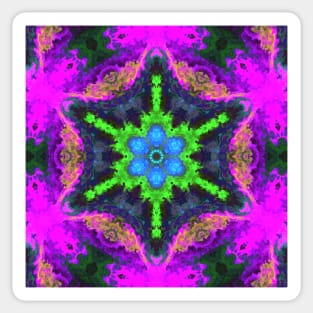 Psychedelic Hippie Flower Blue Green and Purple Sticker